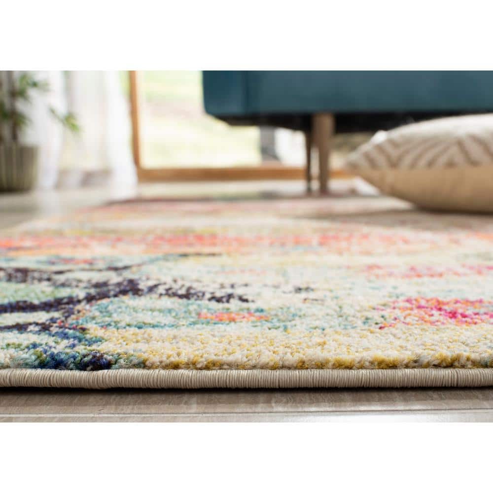 Monaco Multi-Colored Synthetic Square Area Rug, 4'x4'