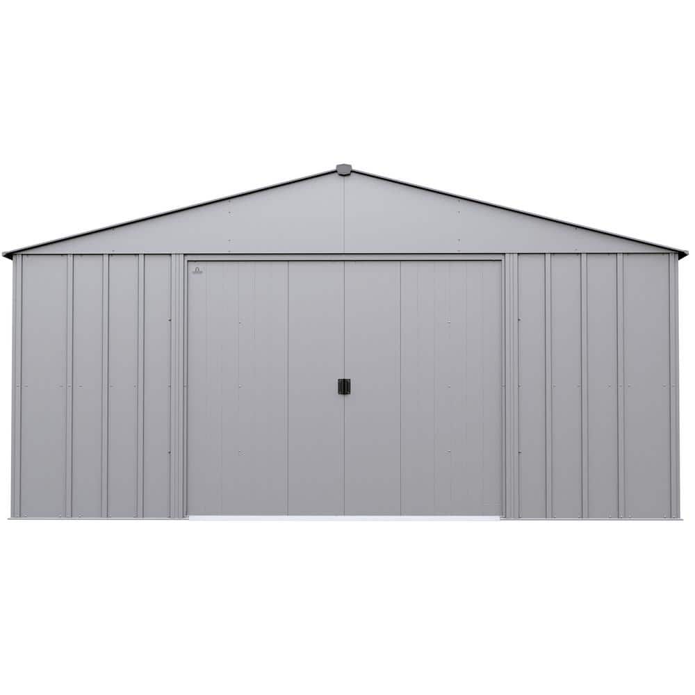 14 ft x 14 ft Flute Grey Galvanized Steel Storage Shed
