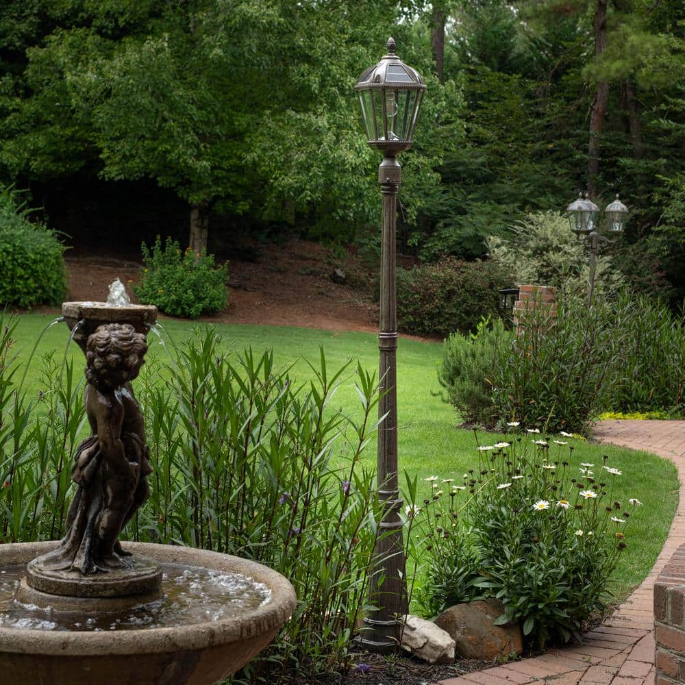 Orleans Inspired Weathered Bronze Solar Lamp Post with LED & Dusk to Dawn Feature
