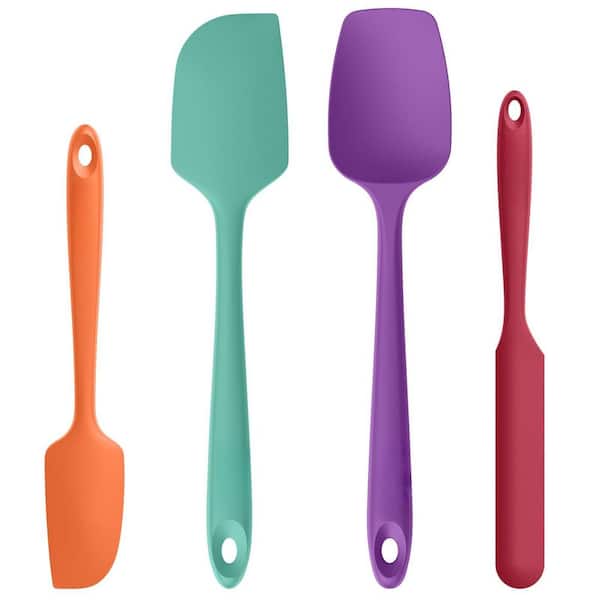 Silicone Spatula and Bowl Scraper Set with Heat Resistant for Mixing and Scraping in NonStick Cookware, Colorful(4-Pack)