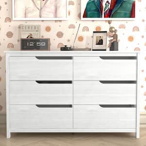 Cabbie Pearl White 47.2 in. 6 Drawer Teen Dresser with Ultra Fast Assembly