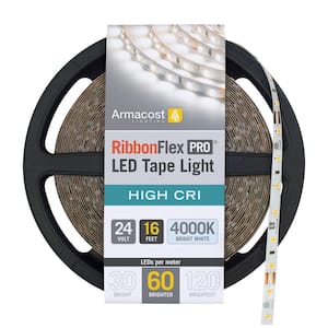 RibbonFlex Pro 16.4 ft. (5 m) 24-Volt White High CRI LED Tape Light, Bright (4000K), 60 LEDs/m