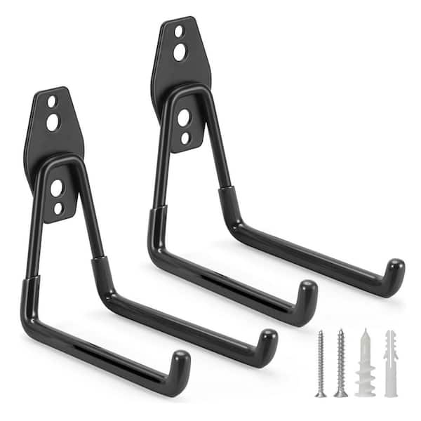 Garage Series 5.1 in. Black Steel Wall Rack with Non-Slip PVC Sheath for Heavy Duty Storage and Organization