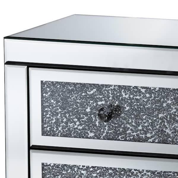 Baxton Studio Ralston 3 Drawer Mirrored and Sliver Nightstand 26