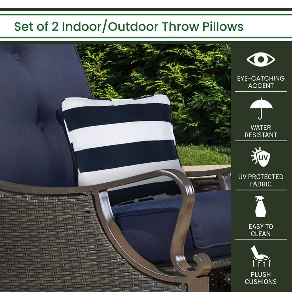 Navy and White Striped 16" Indoor/Outdoor Throw Pillows, Set of 2