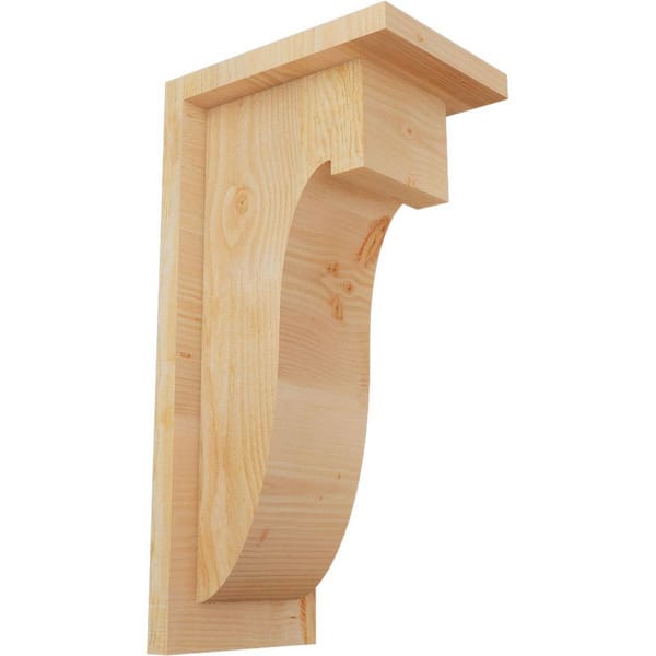 Ekena Millwork 6 in. x 8 in. x 16 in. Douglas Fir Del Monte Rough Sawn Corbel with Backplate
