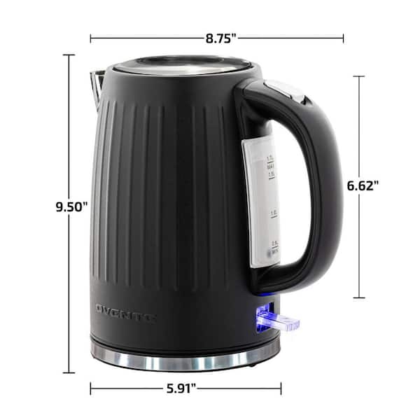 OVENTE 7-Cup 1.7 l Silver Glass Electric Kettle with ProntoFill  Technology-Fill Up with Lid On KG612S - The Home Depot