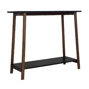 32 in. Caramel and Black 28 in. Rectangle Bamboo Frame Console Table with Shelf