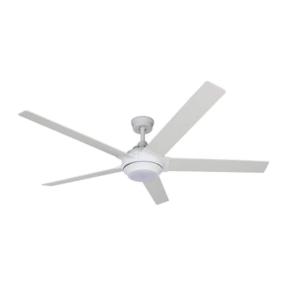 Orbit 60 in. Indoor Matte White Ceiling Fan with Integrated Adjustable LED Light with Remote Included