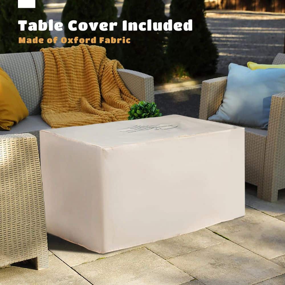 43-Inch Black Steel and Aluminum Gas Fire Pit Table