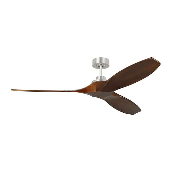 Generation Lighting Collins 60 in. Smart Home Indoor/Outdoor Brushed Steel Ceiling Fan with Dark Walnut Blades, DC Motor and Remote