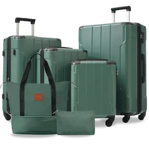 6 or more-Piece Green Expandable ABS Hardshell Spinner 16,20,24,28 Luggage Set with Duffel Bag, Toiletry Bag