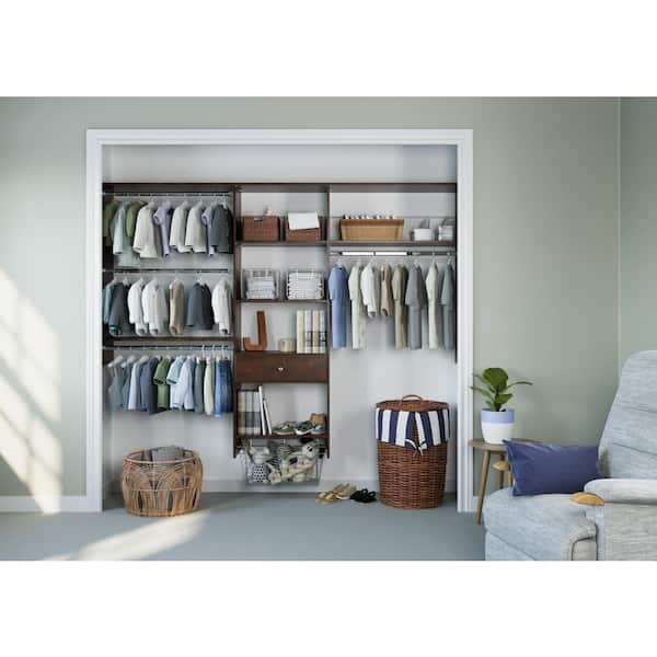 48 in. W - 96 in. W Espresso Kids Convertible Wood Closet System