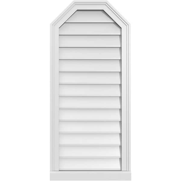Ekena Millwork 18 in. x 40 in. Octagonal Top Surface Mount PVC Gable Vent: Decorative with Brickmould Sill Frame