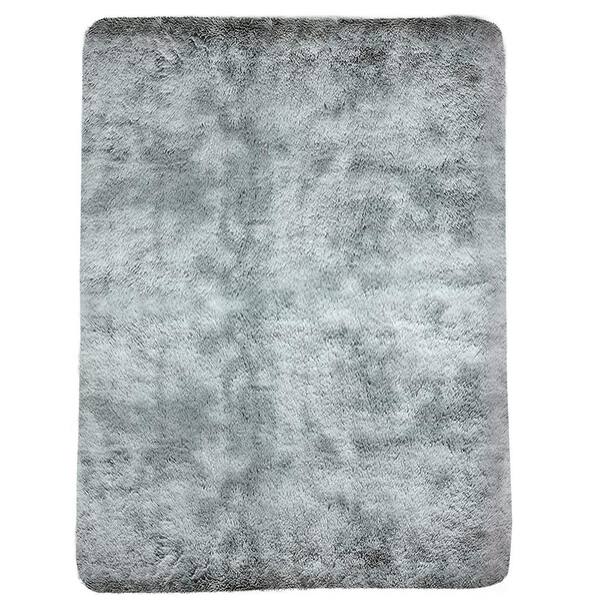 GHOUSE Contemporary Shag Grey White 4 ft. x 5 ft. Solid Area Rug