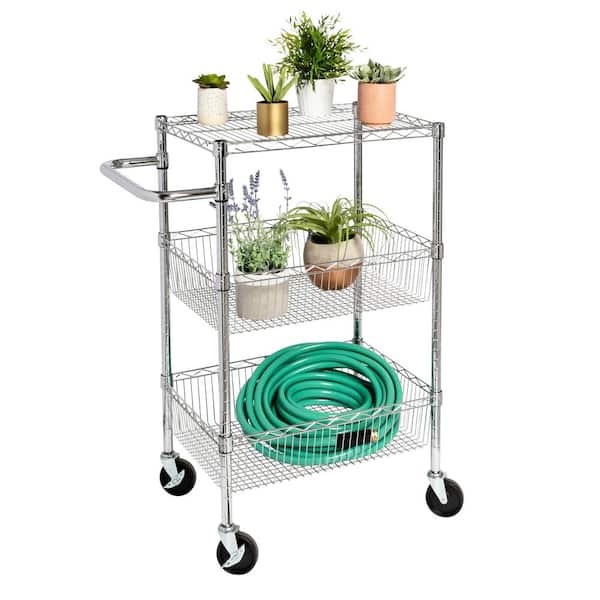 Honey-Can-Do 3-Shelf Chrome Rolling Cart