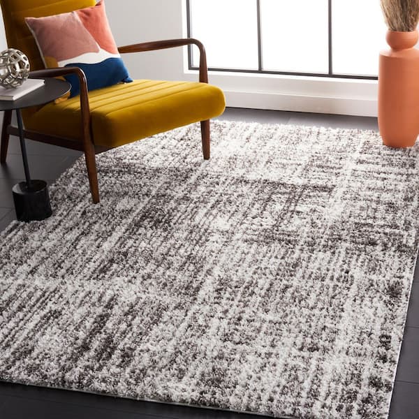 Berber Shag 2 ft. x 4 ft. Gray/Dark Gray Abstract Striped Area Rug