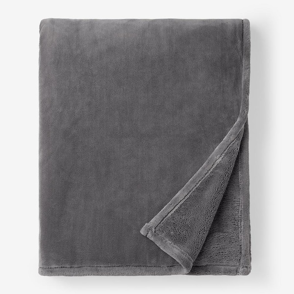 The Company Store Company Cotton Plush Graphite Polyester Full/Queen Woven Blanket