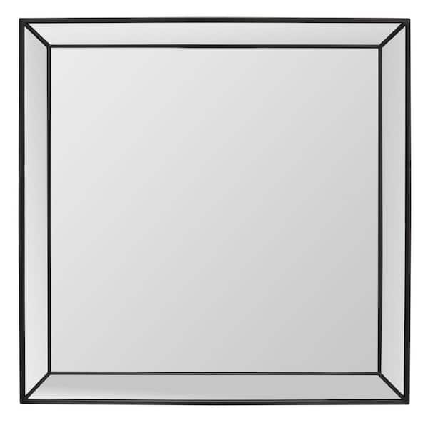 SAFAVIEH Presea 36 in. W x 36 in. H Iron Square Modern Black Wall Mirror