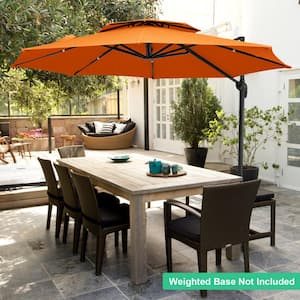12 ft. Aluminum 360-Degree Rotation Cantilever Patio Umbrella with Cover in Orange