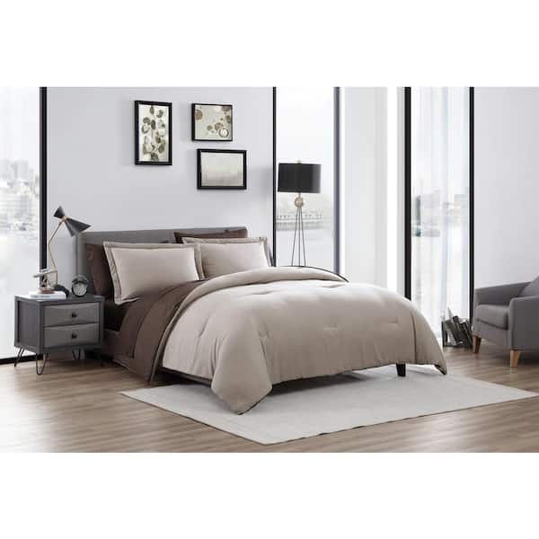 Cedar 7 Piece bed in a bag Comforter Set and Sheet Set Gray & Navy Queen,  Queen - Fry's Food Stores