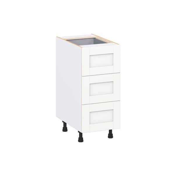 Milton 15 in. W x 24 in. D x 34.5 in. H Assembled Shaker Drawer Base Kitchen Cabinet in Bright White with 4 Drawers