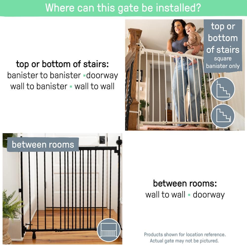 White Metal Pressure Mounted Stairway Safety Gate