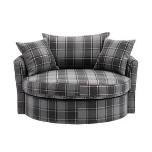 51.5 in. W Gray Upholstered Modern Leisure Swivel Barrel Chair
