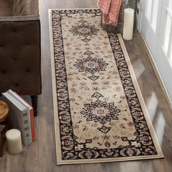 Lyndhurst 2 ft. x 10 ft. Cream/Anthracite Medallion Ornate Runner Rug