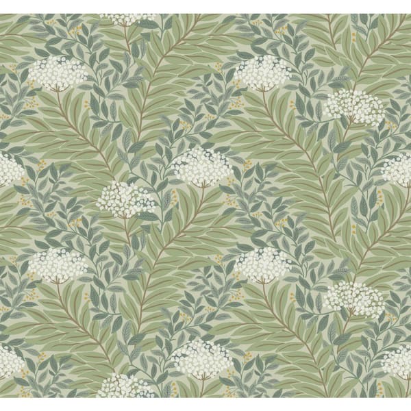 RIFLE PAPER CO. Highgrove Sage Green Metallic Non-Pasted Wallpaper