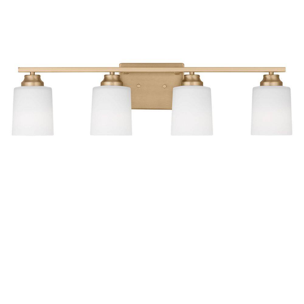 Vinton 29 in. W 4-Light Satin Brass Traditional Bathroom Vanity Light with Etched Glass Shades price history on PriceWatchPro