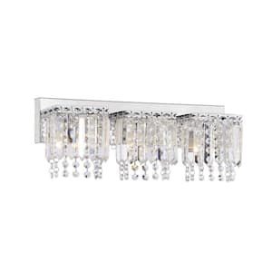 Fiona 4.5 in. W 3-Light Crystal Strand Wall Sconce in Chrome Finish