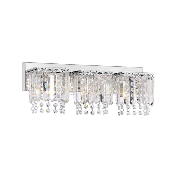 Jojospring Fiona 4.5 in. W 3-Light Crystal Strand Wall Sconce in Chrome Finish
