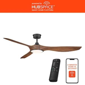 Marlon 66 in. Smart Indoor Natural Iron Ceiling Fan with Adjustable White LED with Remote Included Powered by Hubspace