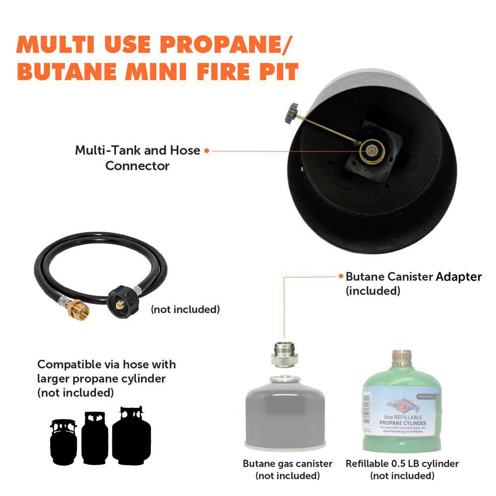Flame King Black Mini Tabletop Propane Fire Pit