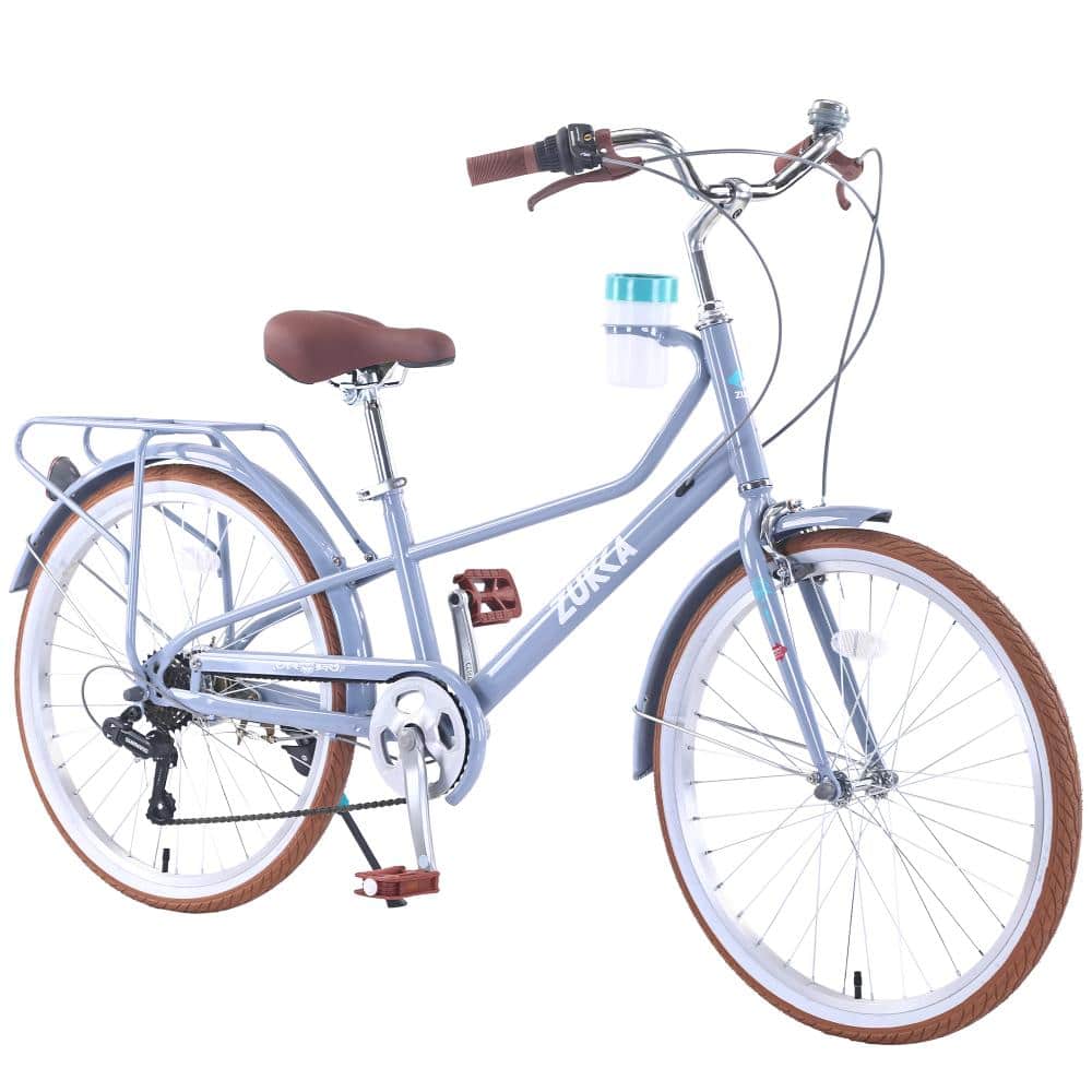 24 Inch Women's Cruiser Bike, 6-Speed Step-Through City Bicycle with Rear Rack, Cup Holder & Adjustable Seat price history on PriceWatchPro