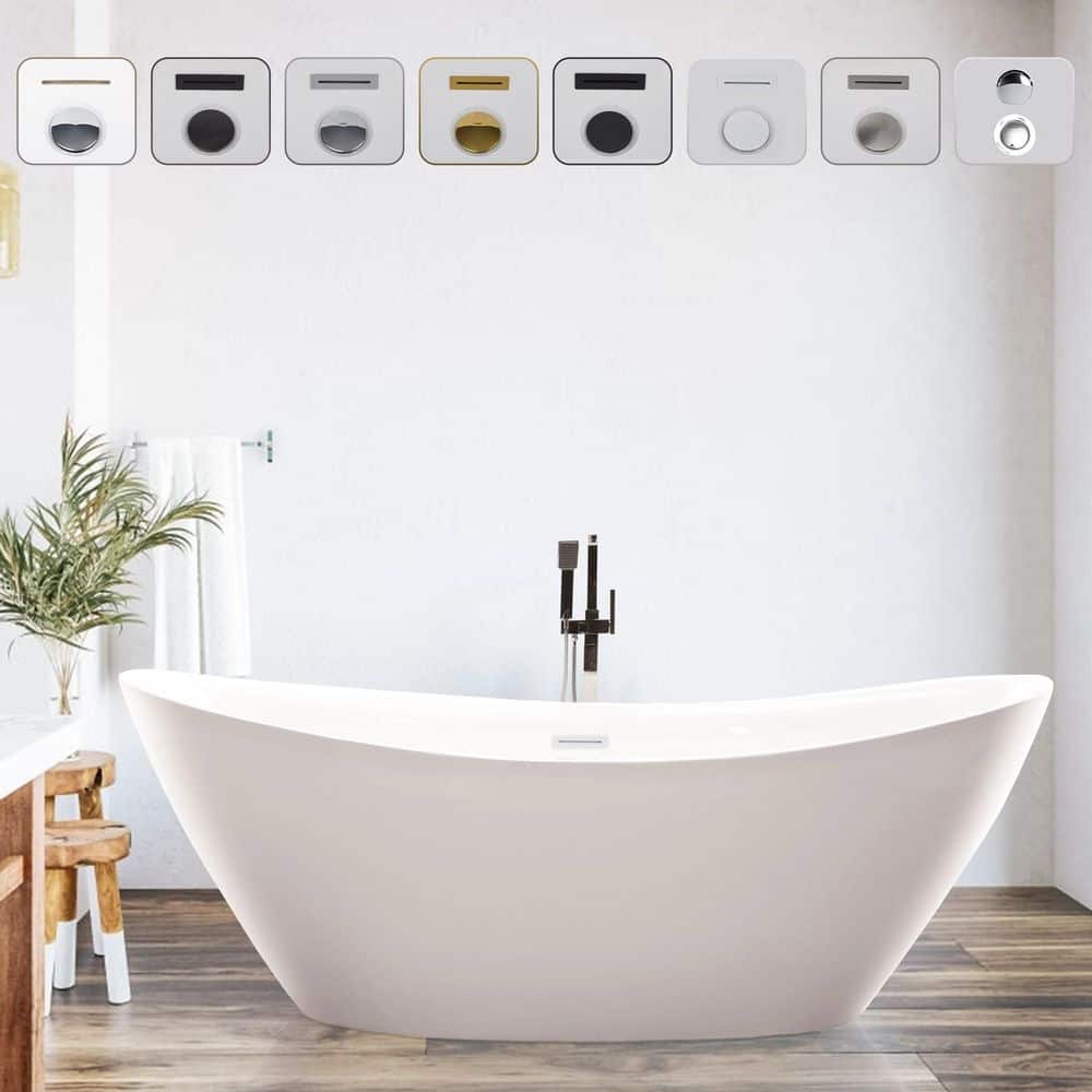 Vanity Art 71 in. Acrylic Flatbottom Freestanding Bathtub in Pure White -  VA6807-PW