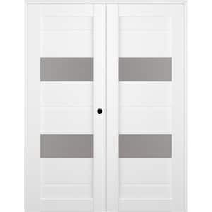 Vita 36 in. x 83,25 in. Left Hand Active 2-Lite Frosted Glass Bianco Noble Wood Composite Double Prehung French Door