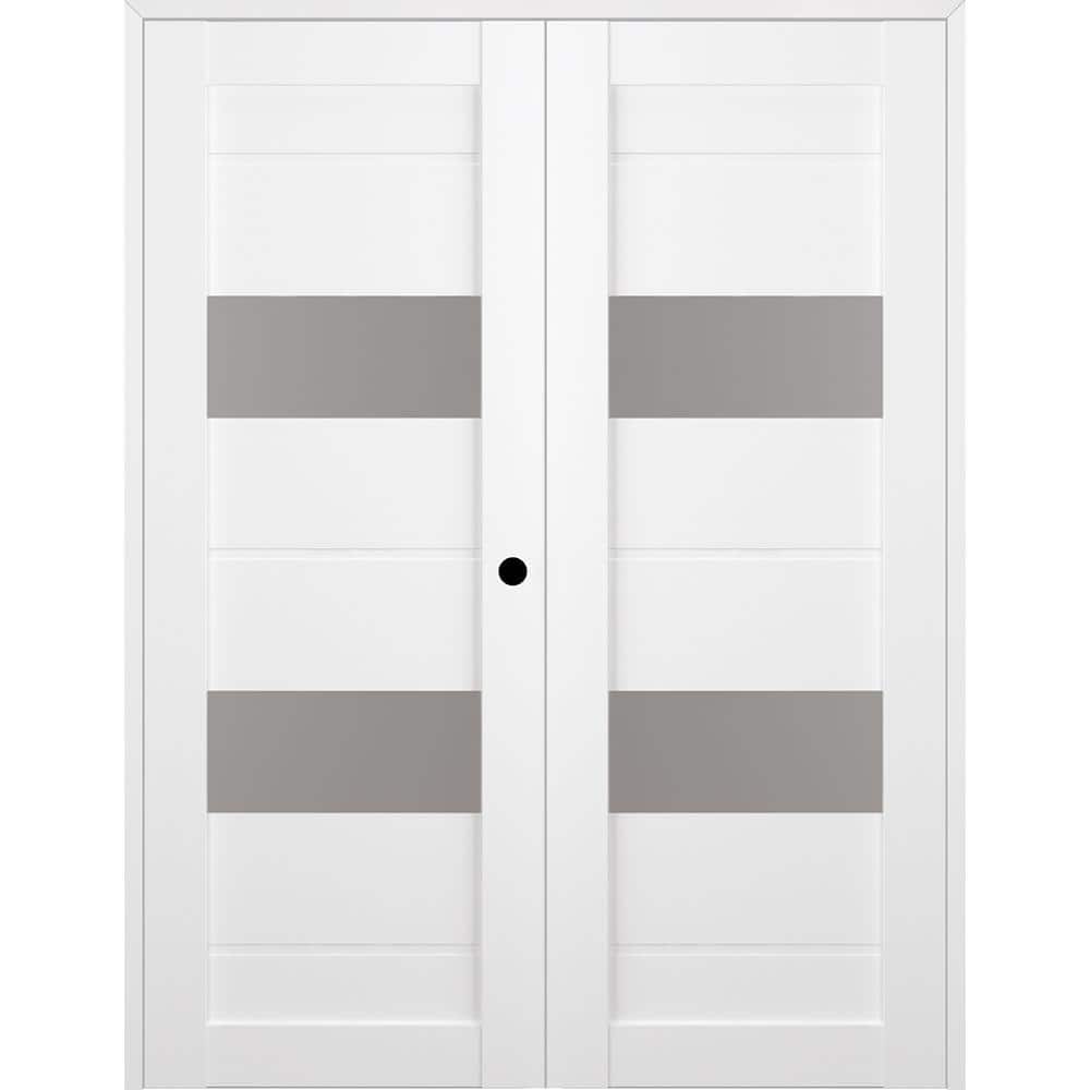 Vita 72 in. x 95.25 in. Left Hand Active 2-Lite Frosted Glass Bianco Noble Wood Composite Double Prehung French Door price history on PriceWatchPro