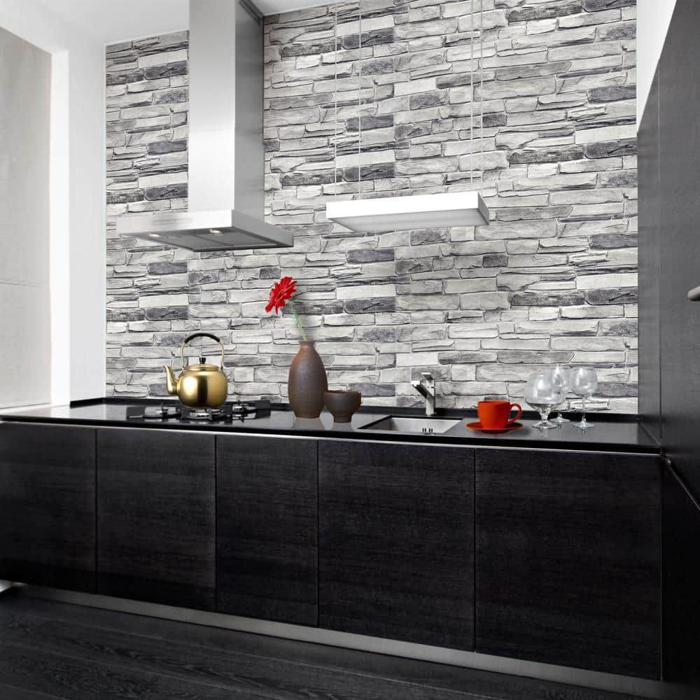 20" x 39" Silver Faux Stone 3D Decorative Wall Panel