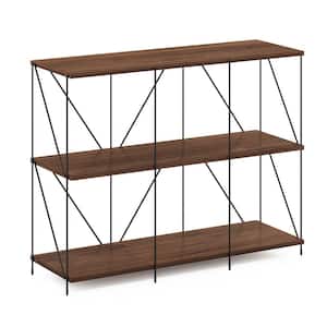 Besi 35.43 in. W Walnut Cove 3 x 2 Industrial Bookcase with Metal Frame