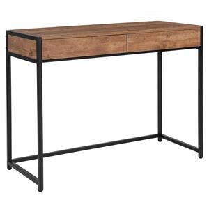 39.5 in. Rectangular Rustic 2 Drawer Writing Desks with Built-In Storage