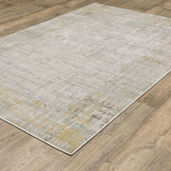 Muse Beige/Multi Doormat 3 ft. x 5 ft. Chic Abstract Distressed Polyester/Polypropylene Blend Indoor Area Rug