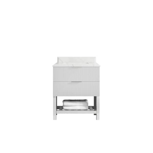 Willow Collections Catalina 30 in. W x 22 in. D x 36 in. H Single Sink Bath Vanity in White with 1.5 in. Calacatta Laza Qt. Top