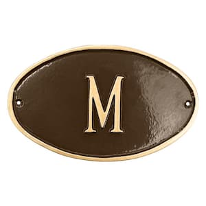 M Restroom Petite Oval Statement Plaque Oil Rubbed/Gold