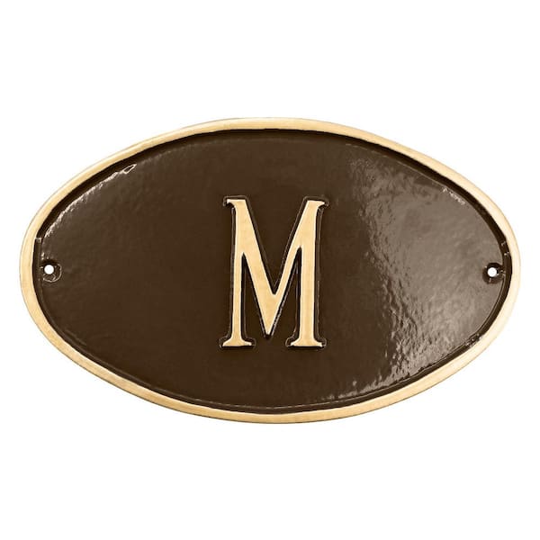 Montague Metal Products M Restroom Petite Oval Statement Plaque Oil Rubbed/Gold