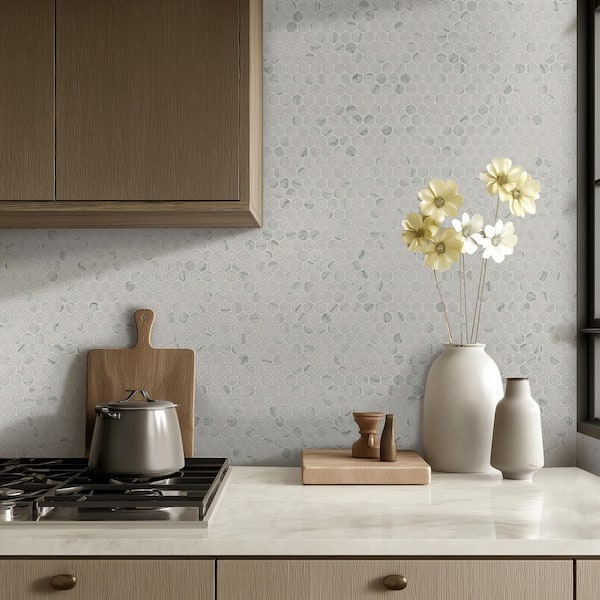 Carrara Penny Round 11 in. x 12 in. x 0.24 in. Matte Porcelain Mesh-Mounted Mosaic Floor and Wall Tile(14.4 sq.ft./Case)