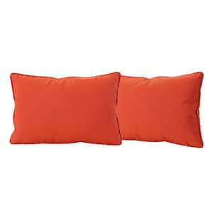 Amaris Orange Lumbar Outdoor Patio Throw Pillow (2-Pack)