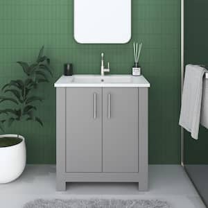 Austin 30 in. W X 20 in. D Bath Vanity in Gray with Acrylic Vanity Top in White with White Basin