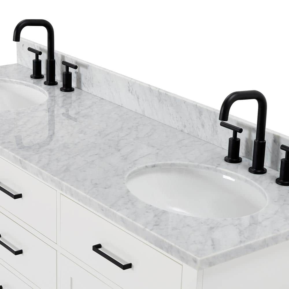 Hepburn 67" White Marble Top Double Basin Freestanding Vanity